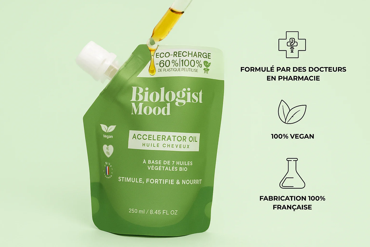 Eco-recharge Huile Pousse Bio - 6 mois de cure - Image 4
